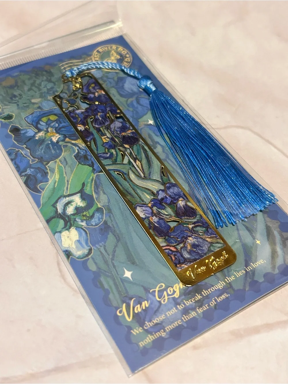 Flower Shadow Van Gogh Inspired Metal Bookmark with Tassle